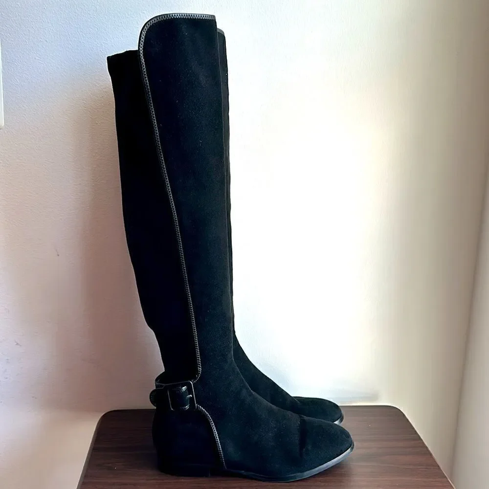 LK Bennett Delila Black Suede Over the Knee Boot Sz 38.5